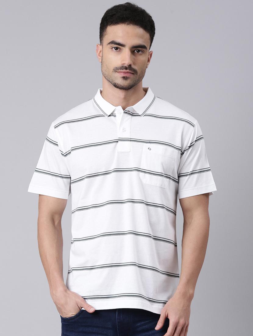 men striped short sleeve regular fit polo t-shirt
