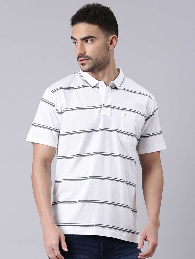men striped short sleeve regular fit polo t-shirt - 22019647 - Standard Image - 1