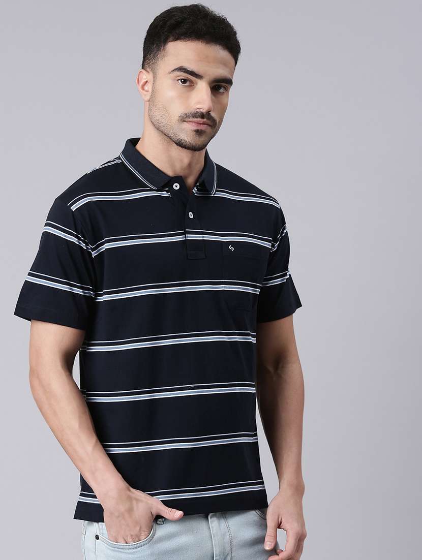 men striped short sleeve regular fit polo t-shirt - 22019648 -  Standard Image - 1