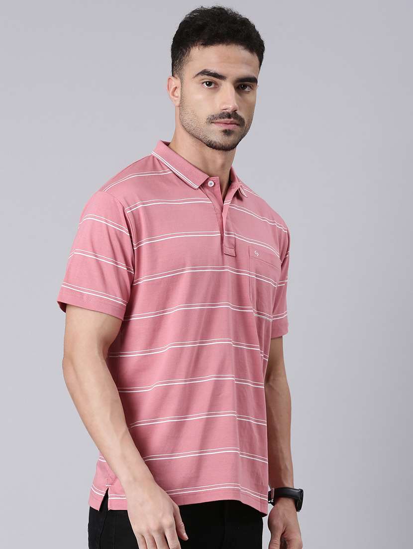 men striped short sleeve regular fit polo t-shirt - 22019649 -  Standard Image - 1