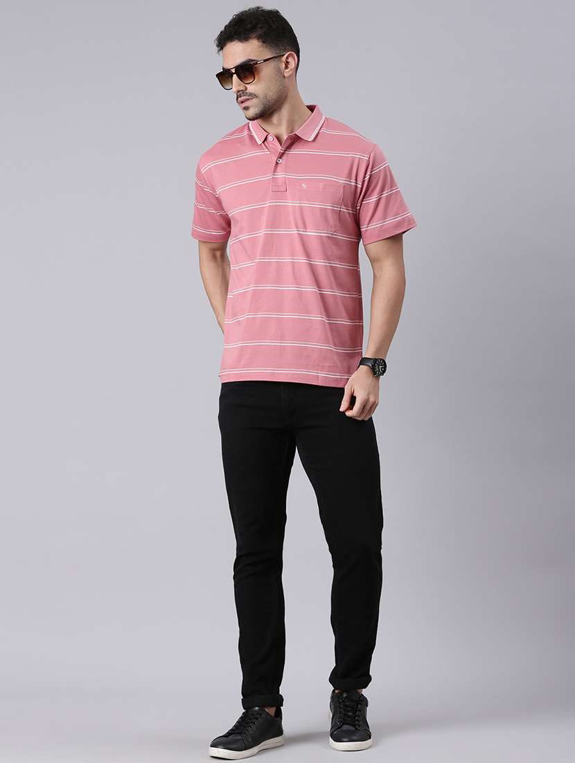 men striped short sleeve regular fit polo t-shirt - 22019649 -  Standard Image - 4