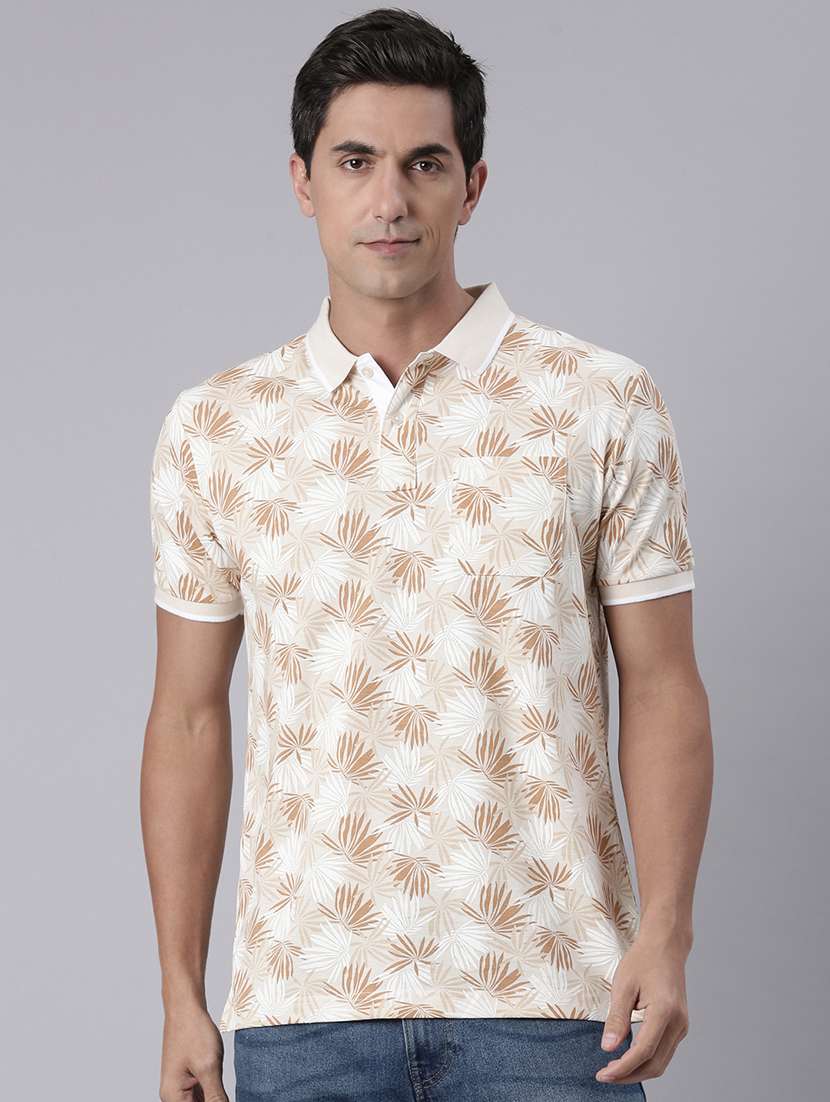 men printed short sleeve regular fit polo t-shirt
