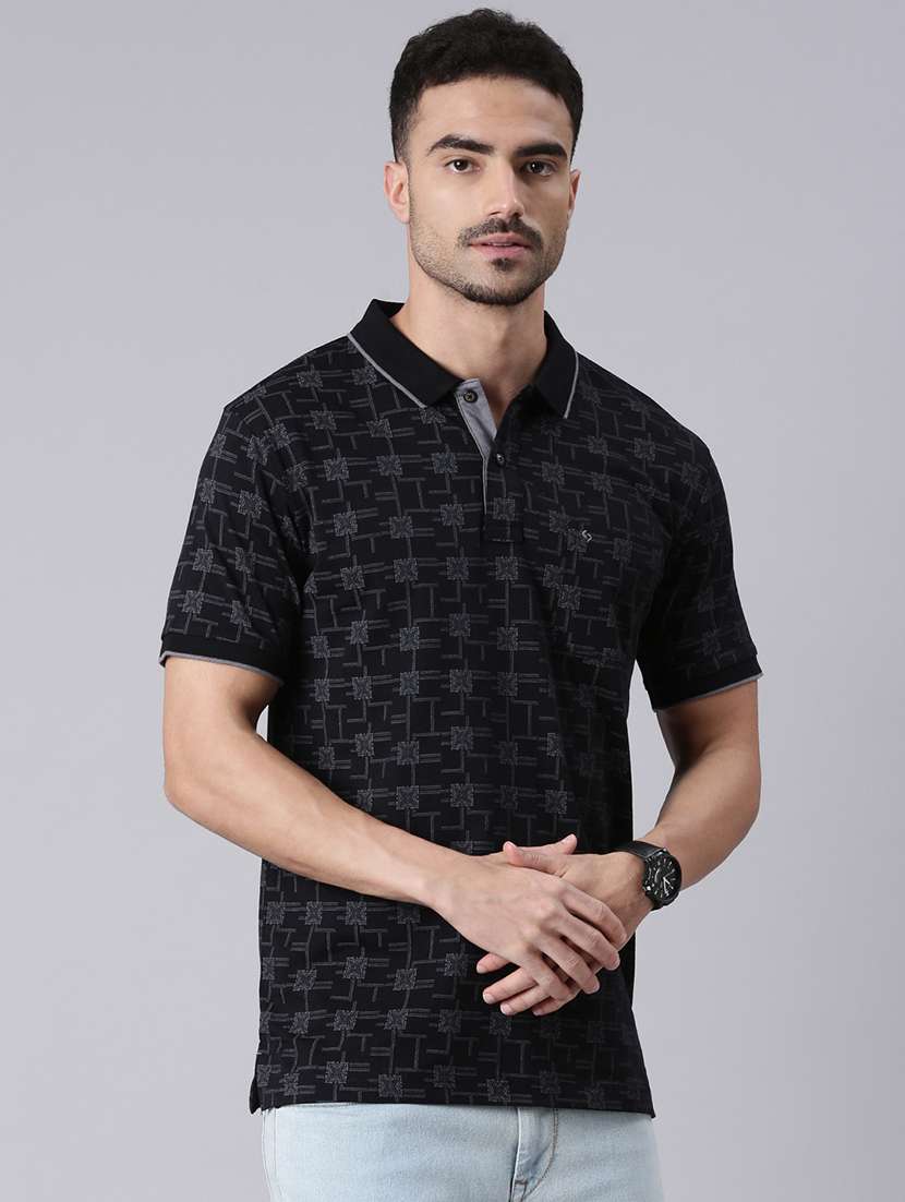 men printed short sleeve regular fit polo t-shirt - 22019659 -  Standard Image - 1