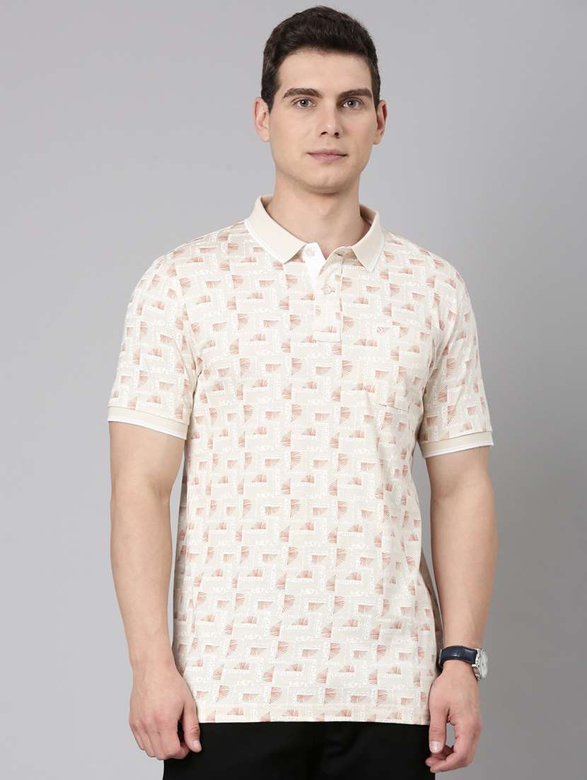 men printed short sleeve regular fit polo t-shirt