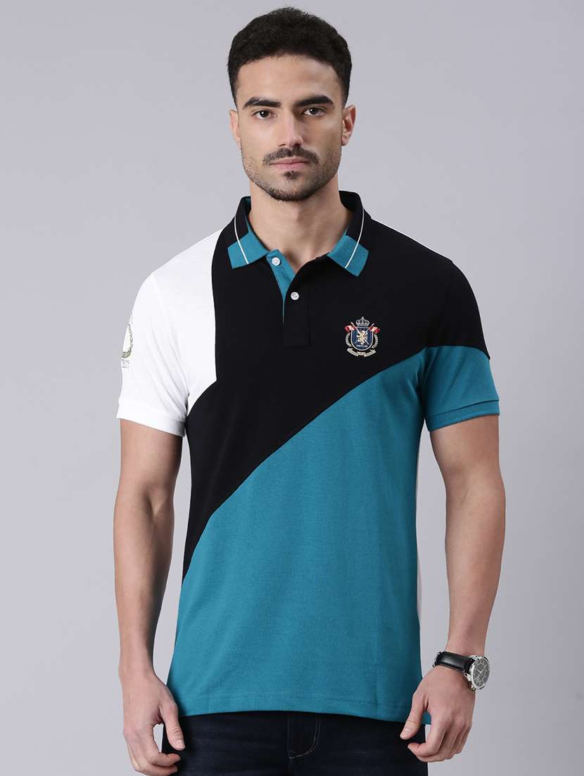 men color blocked short sleeve regular fit polo t-shirt