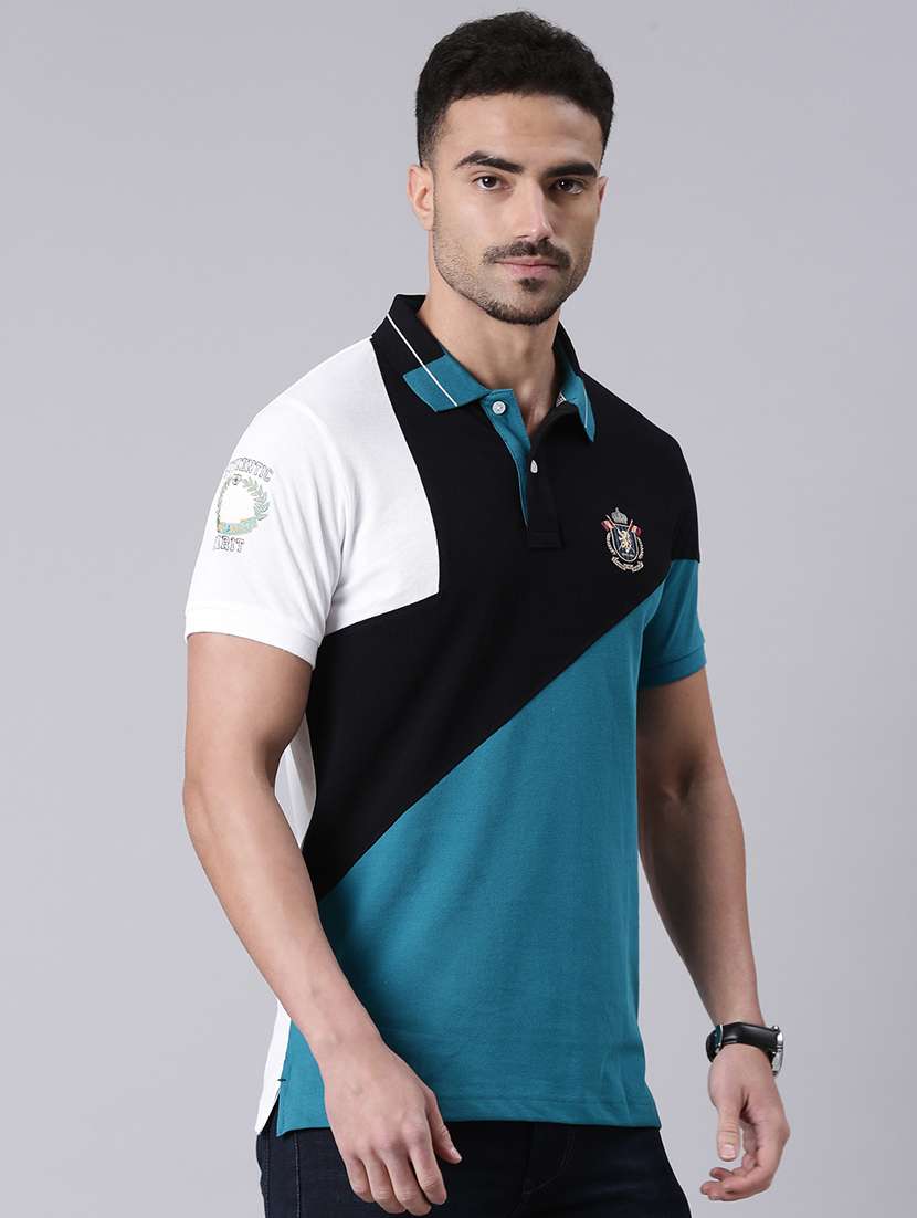 men color blocked short sleeve regular fit polo t-shirt - 22019671 -  Standard Image - 1