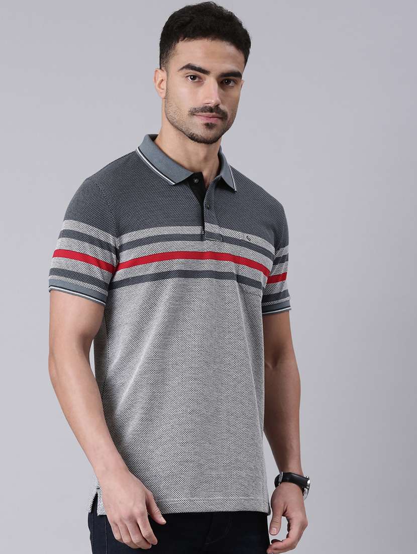 men striped short sleeve regular fit polo t-shirt - 22019687 -  Standard Image - 1