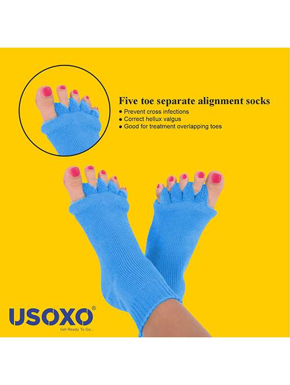 women solid five toe separater alignment socks  - 22019697 -  Standard Image - 1