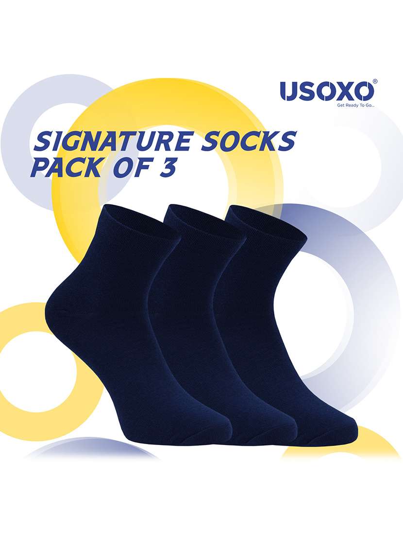 pack of 3 solid ankle length socks - 22019898 -  Standard Image - 1