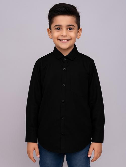 black cotton blend shirt - 22019953 - Standard Image - 0