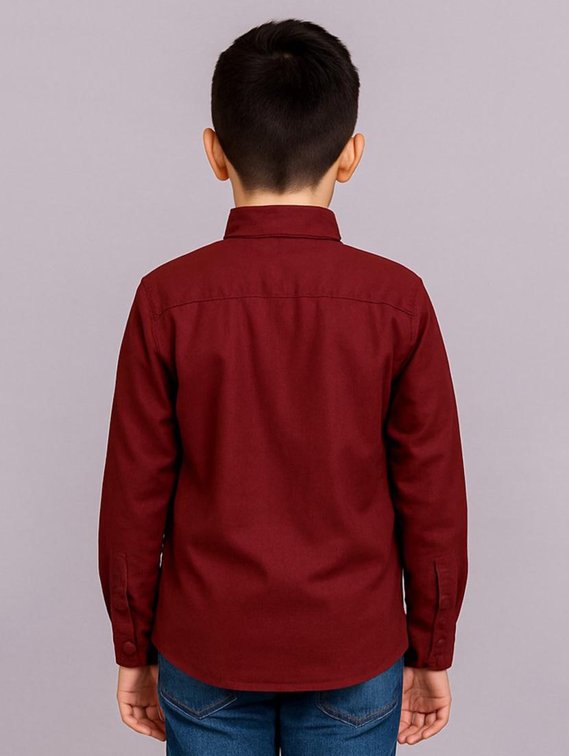 boys solid collared long sleeve shirt - 22019955 -  Standard Image - 1