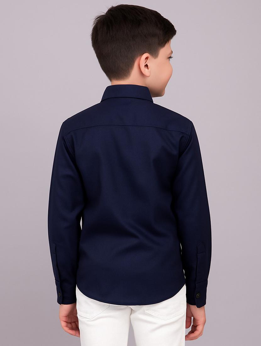 boys solid collared long sleeve shirt - 22019956 -  Standard Image - 1