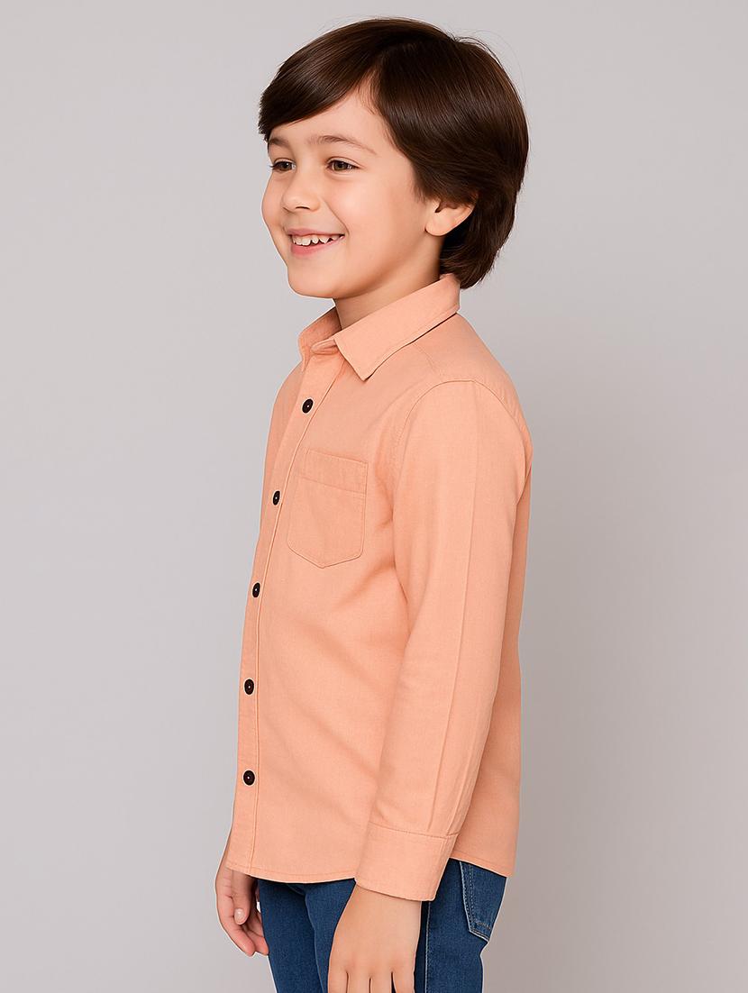 boys solid collared long sleeve shirt - 22019957 -  Standard Image - 1