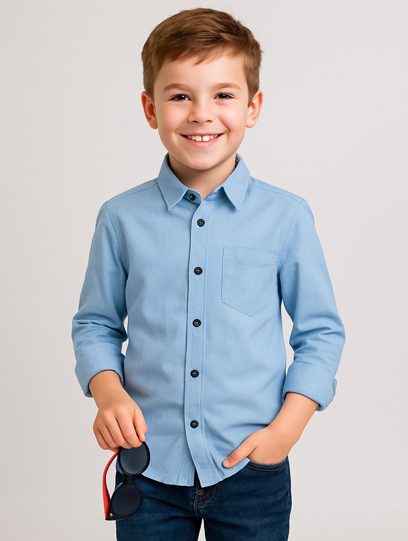 light blue cotton blend shirt