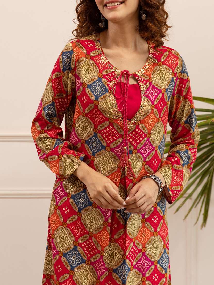 women printed long sleeve kurta palazzo set - 22019974 - Standard Image - 4