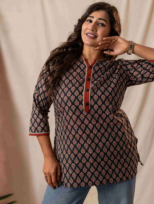 women printed three quarter sleeve straight kurta - 22020002 - Standard Image - 0