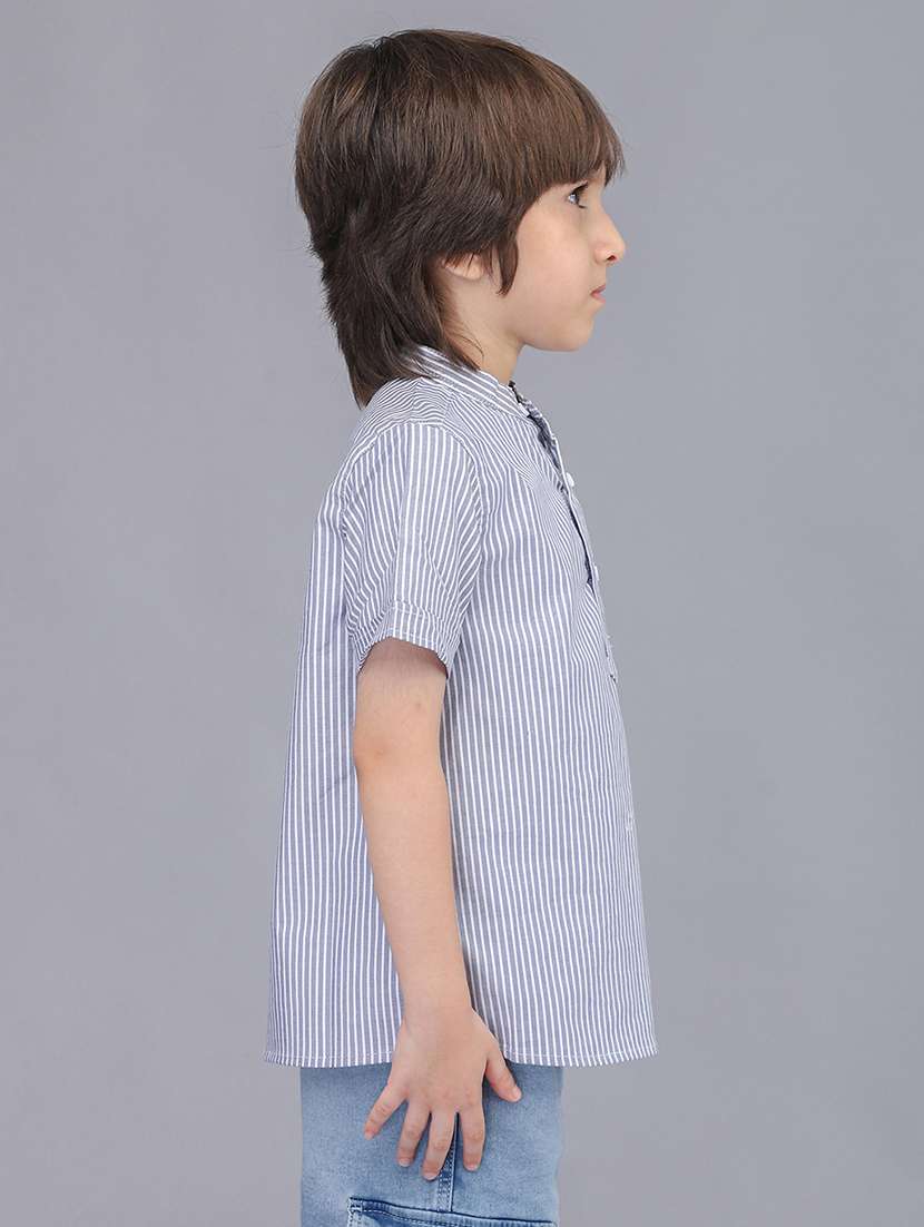 boys striped short sleeve short kurta - 22020016 -  Standard Image - 1