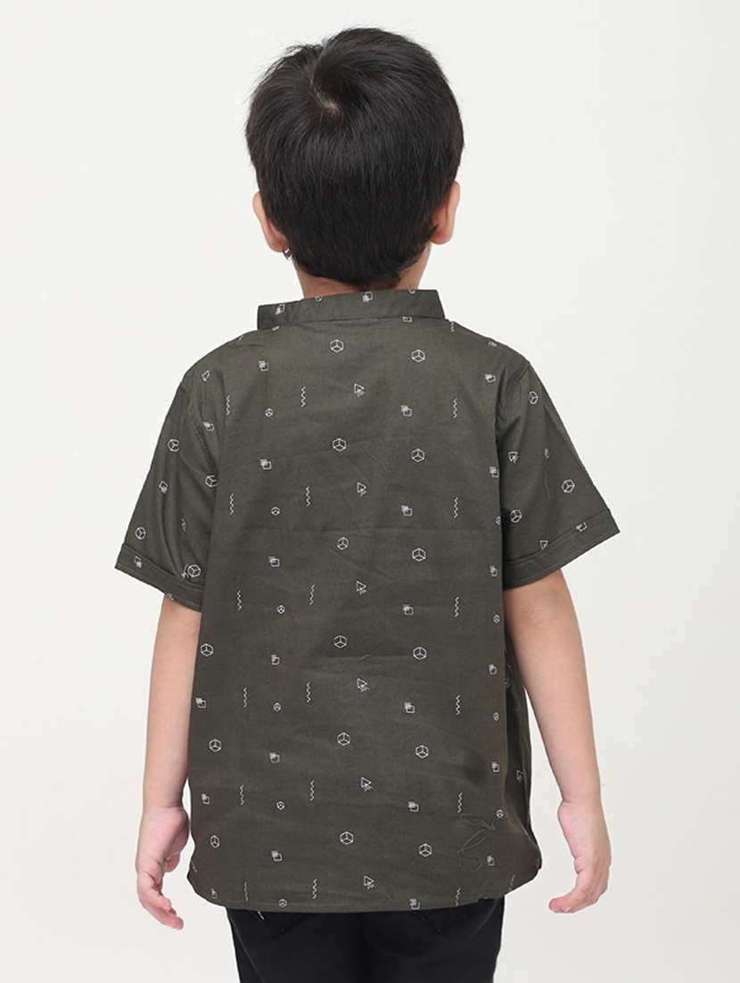 boys printed short sleeve short kurta - 22020019 -  Standard Image - 4