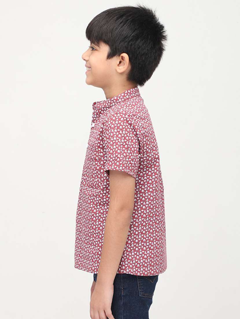 boys printed mandarin collared short kurta - 22020022 -  Standard Image - 1