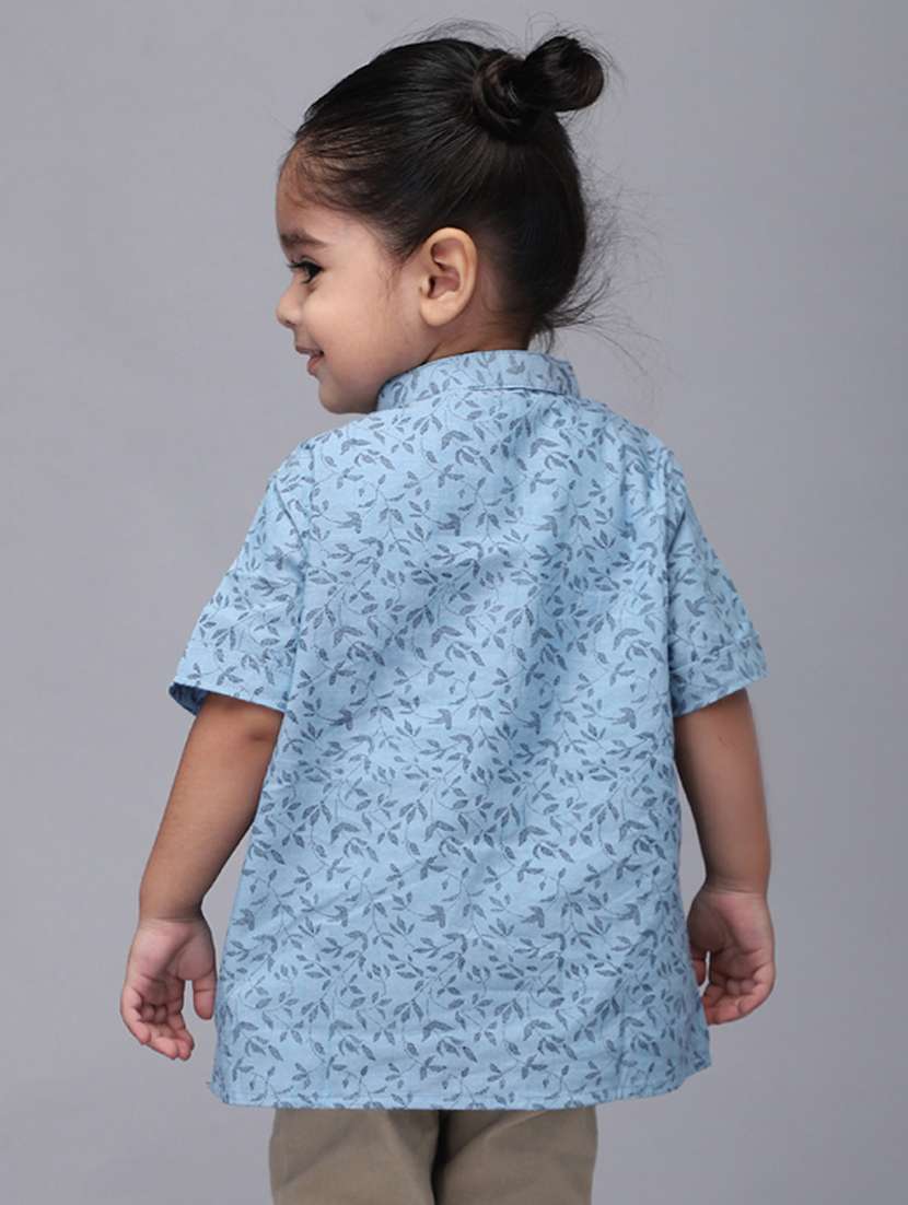 boys checkered mandarin collared short kurta - 22020027 -  Standard Image - 1