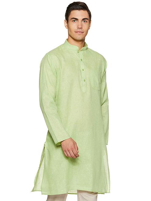 men solid mandarin neck long sleeve kurta - 22020034 - Standard Image - 0
