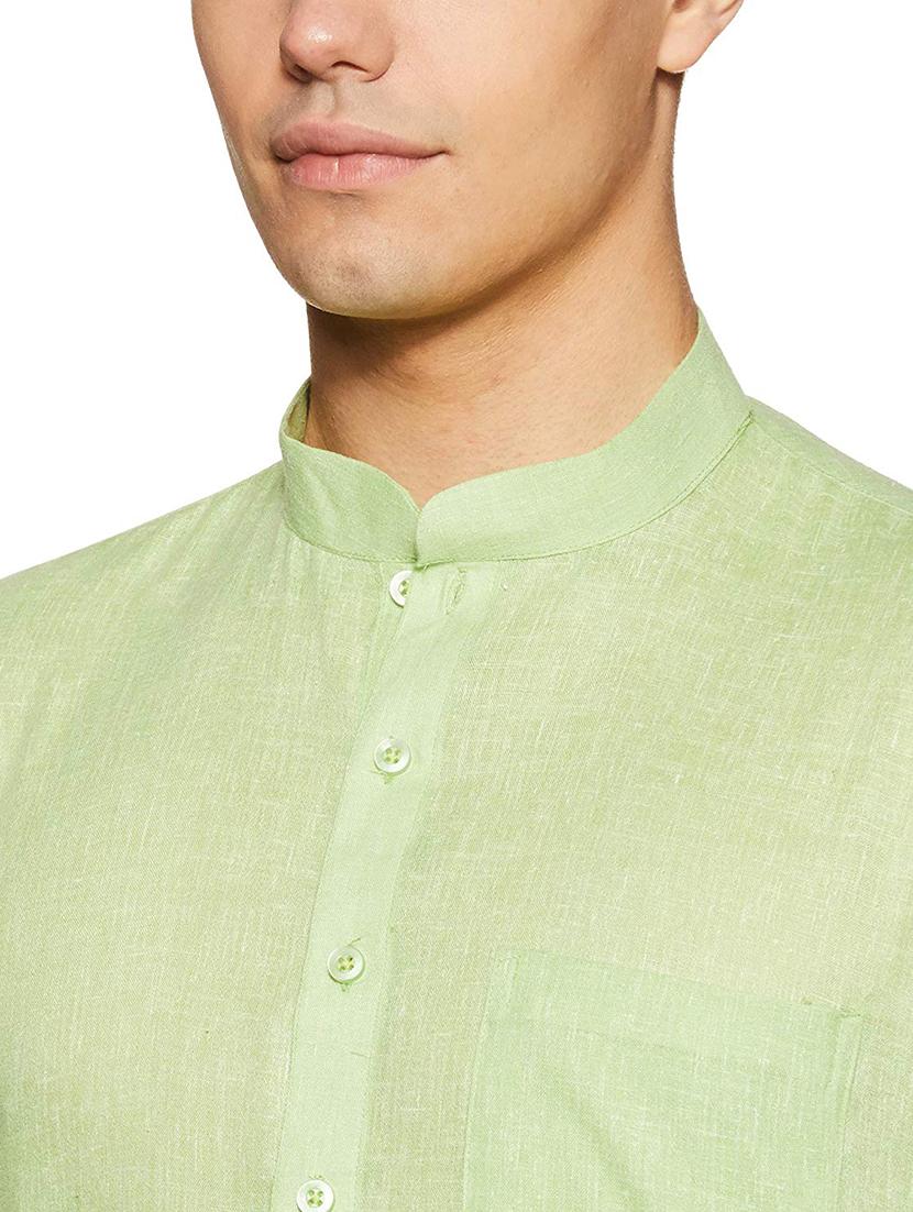 men solid mandarin neck long sleeve kurta - 22020034 - Standard Image - 4