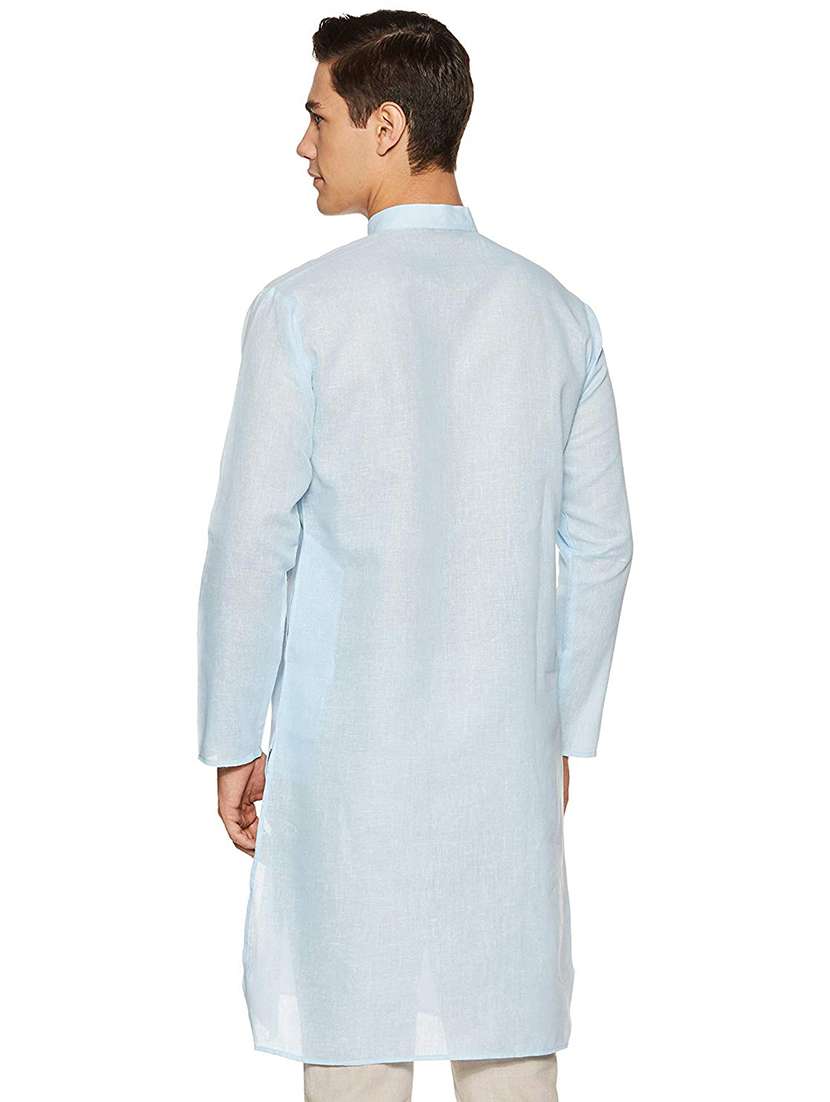 men solid mandarin neck long sleeve kurta - 22020040 - Standard Image - 1