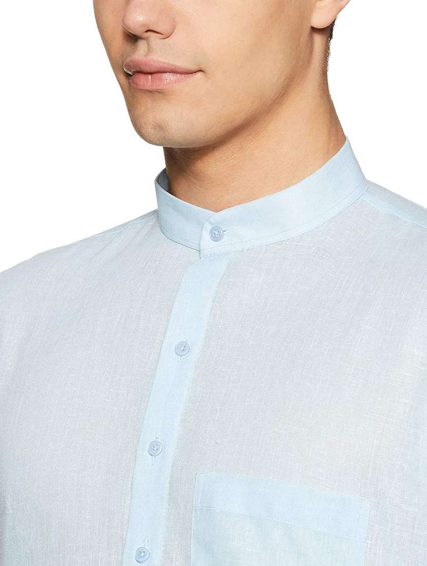 men solid mandarin neck long sleeve kurta - 22020040 - Standard Image - 4