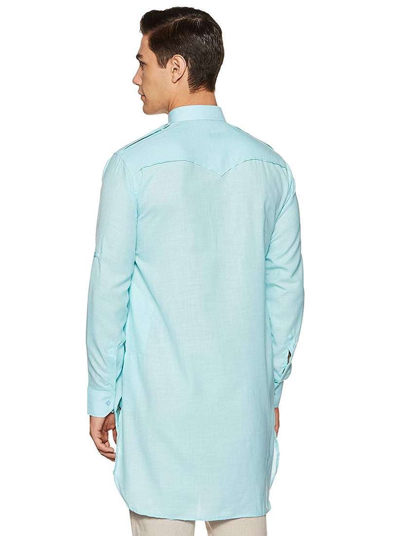 men solid long sleeve pathani kurta - 22020041 -  Standard Image - 1
