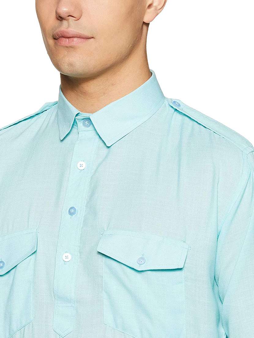 men solid long sleeve pathani kurta - 22020041 - Standard Image - 4