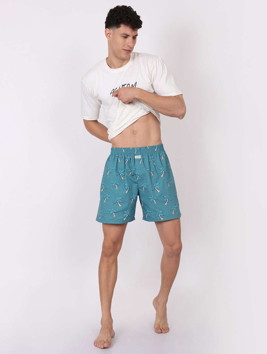 men printed mid rise loungewear boxer - 22020301 -  Standard Image - 6