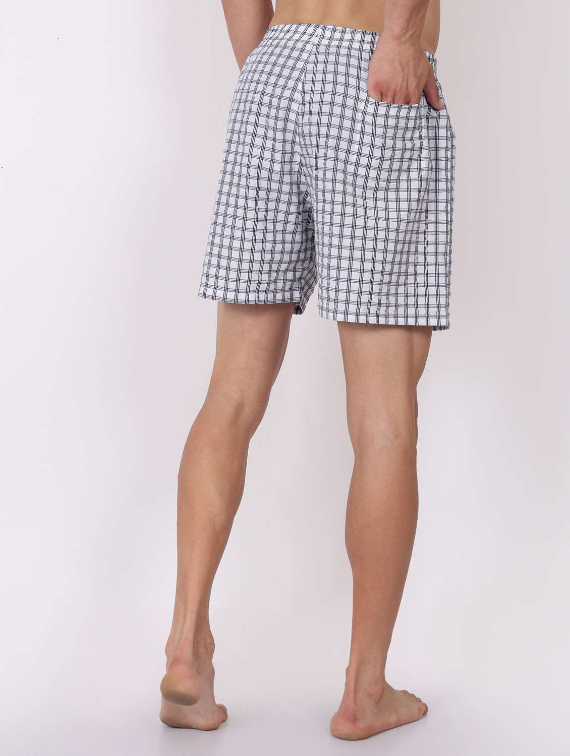 men checkered mid rise loungewear boxer - 22020304 -  Standard Image - 4