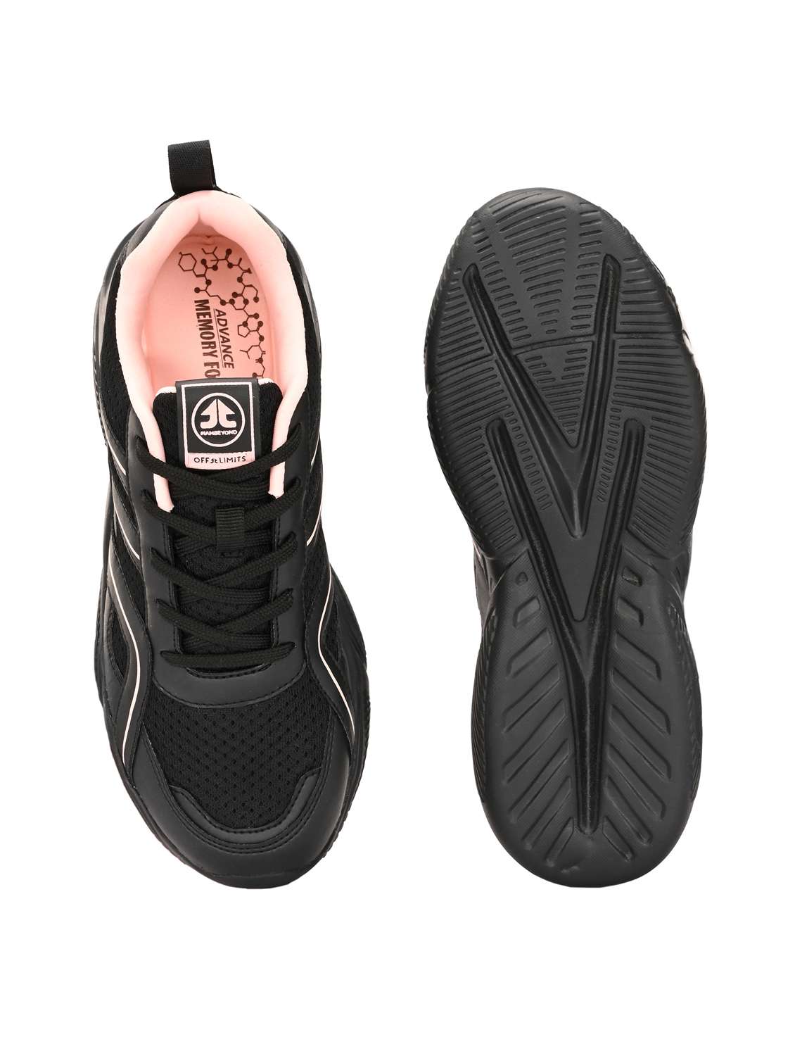 black synthetic & mesh laceup sports shoes - 22020314 - Standard Image - 4