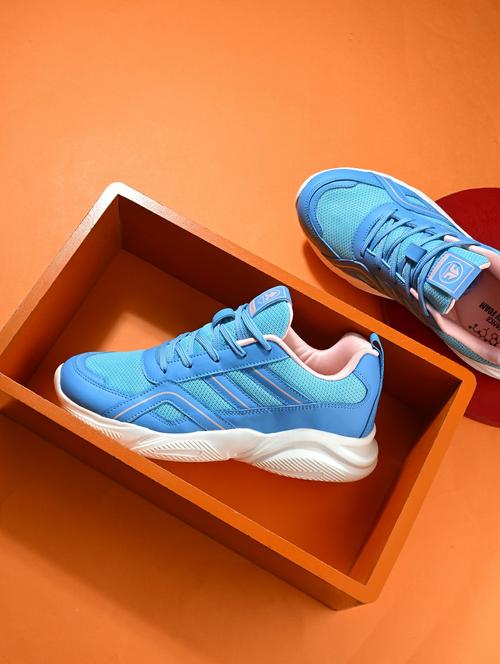 blue synthetic & mesh laceup sports shoes - 22020316 -  Standard Image - 0