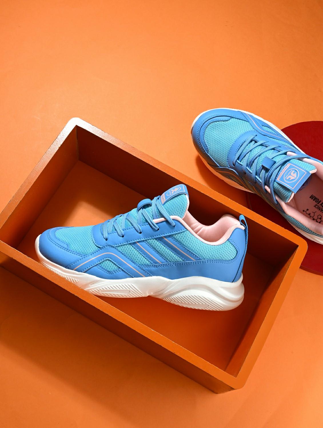 blue synthetic & mesh laceup sports shoes - 22020316 -  Zoom Image - 0