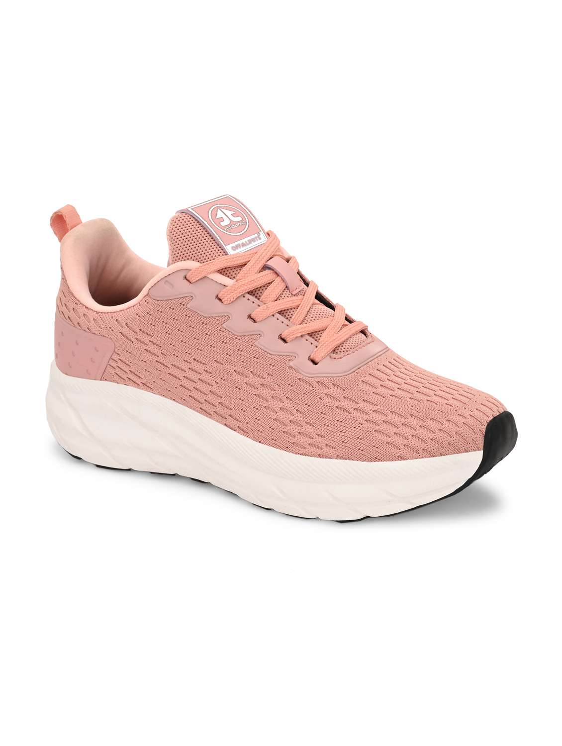 peach flyknit laceup sports shoes - 22020329 -  Standard Image - 1