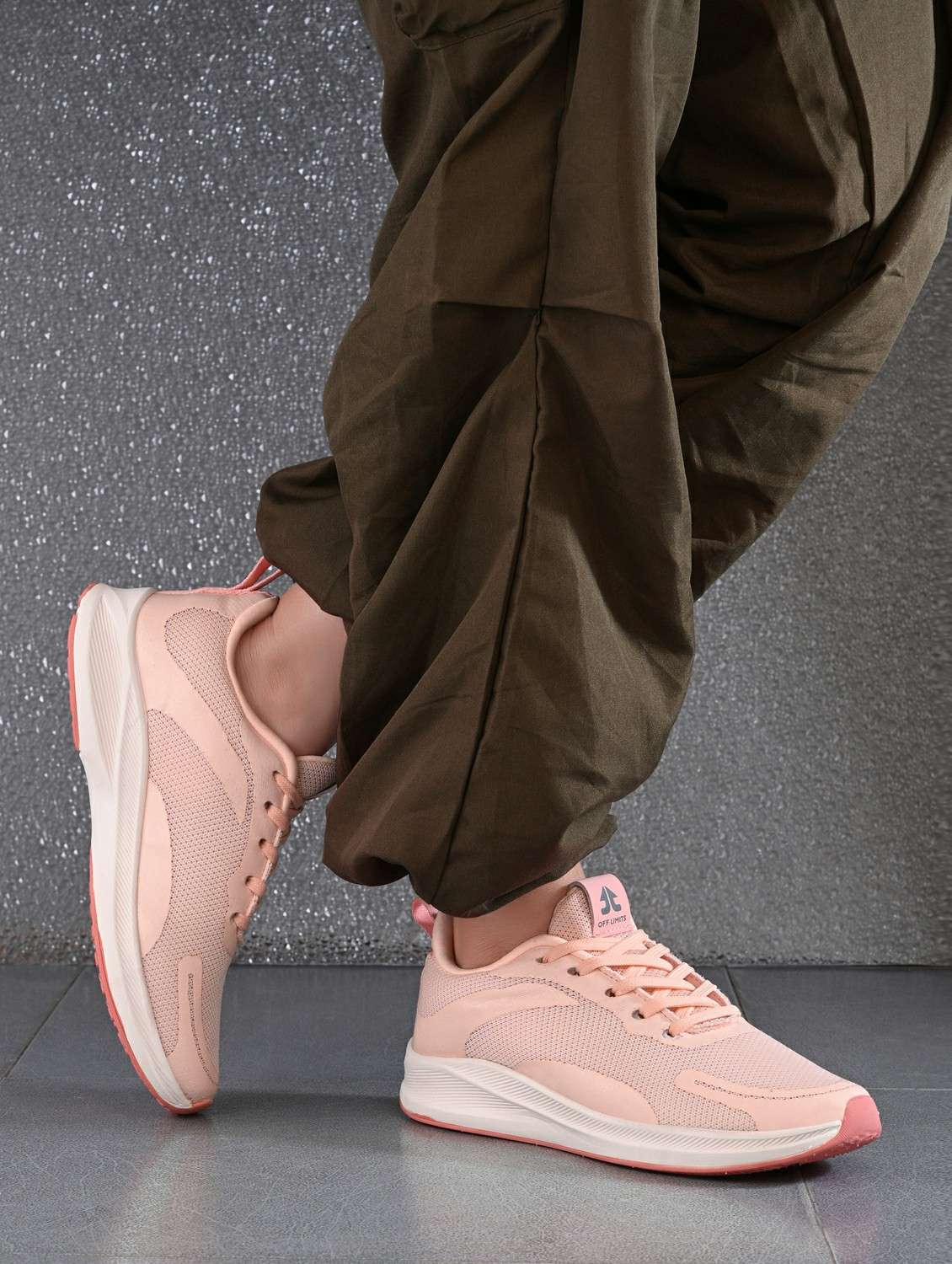 pink flyknit laceup sports shoes - 22020330 - Standard Image - 1