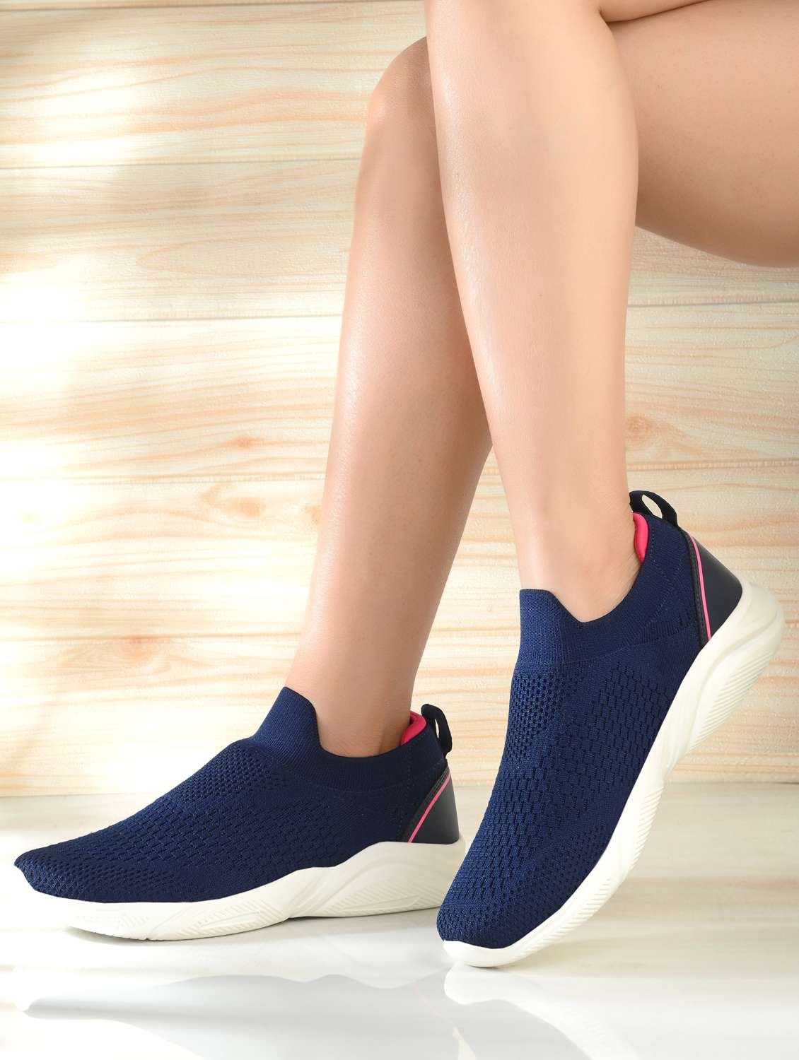 women navy blue slip on sports shoe - 22020341 - Standard Image - 1
