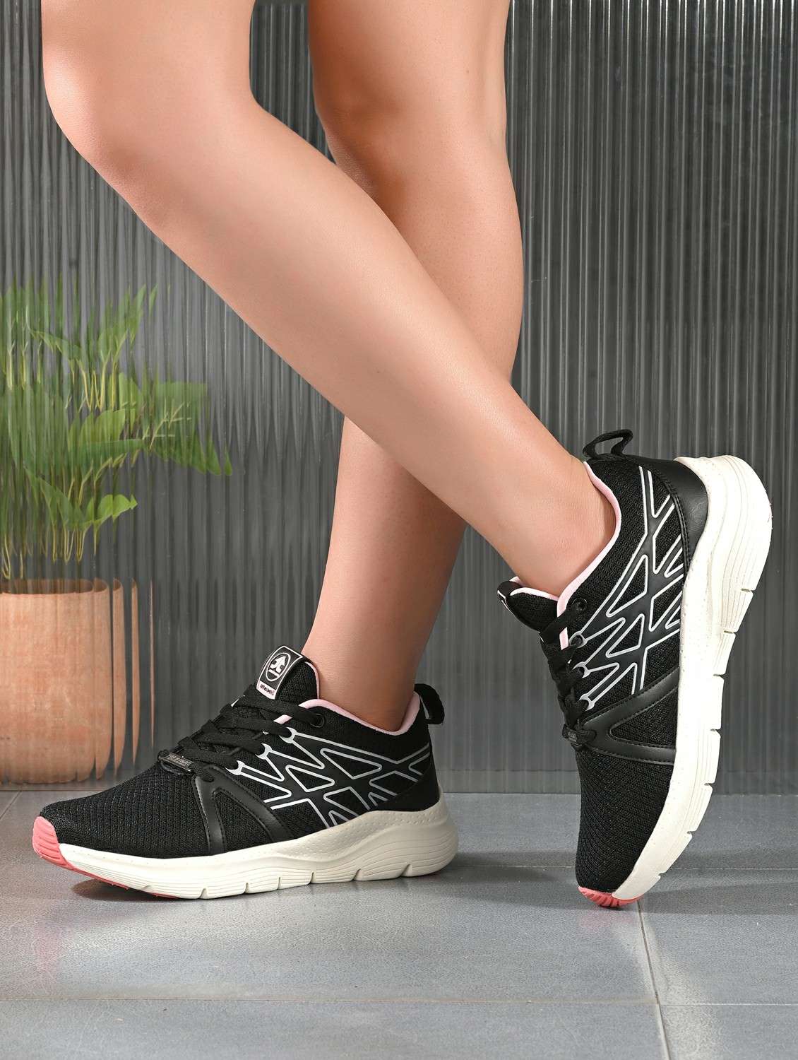 women black lace-up sports shoe - 22020357 - Standard Image - 1