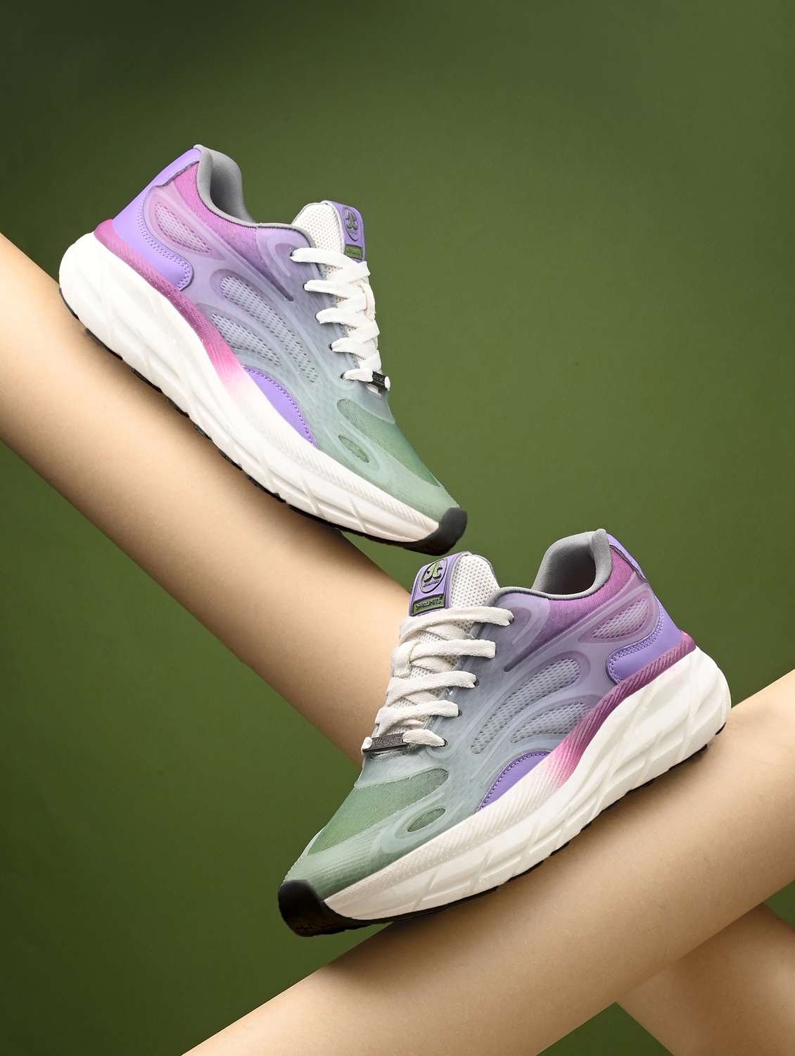 women purple lace-up sports shoe