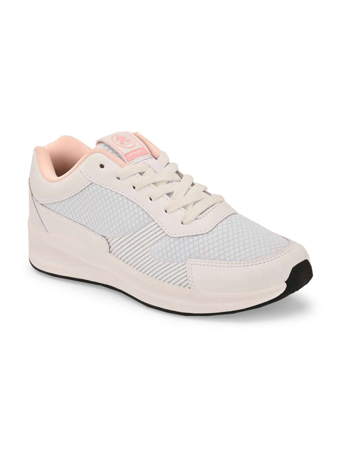 off white synthetic & mesh laceup sports shoes - 22020368 -  Standard Image - 1