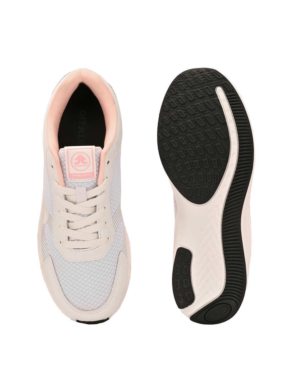 off white synthetic & mesh laceup sports shoes - 22020368 -  Standard Image - 4