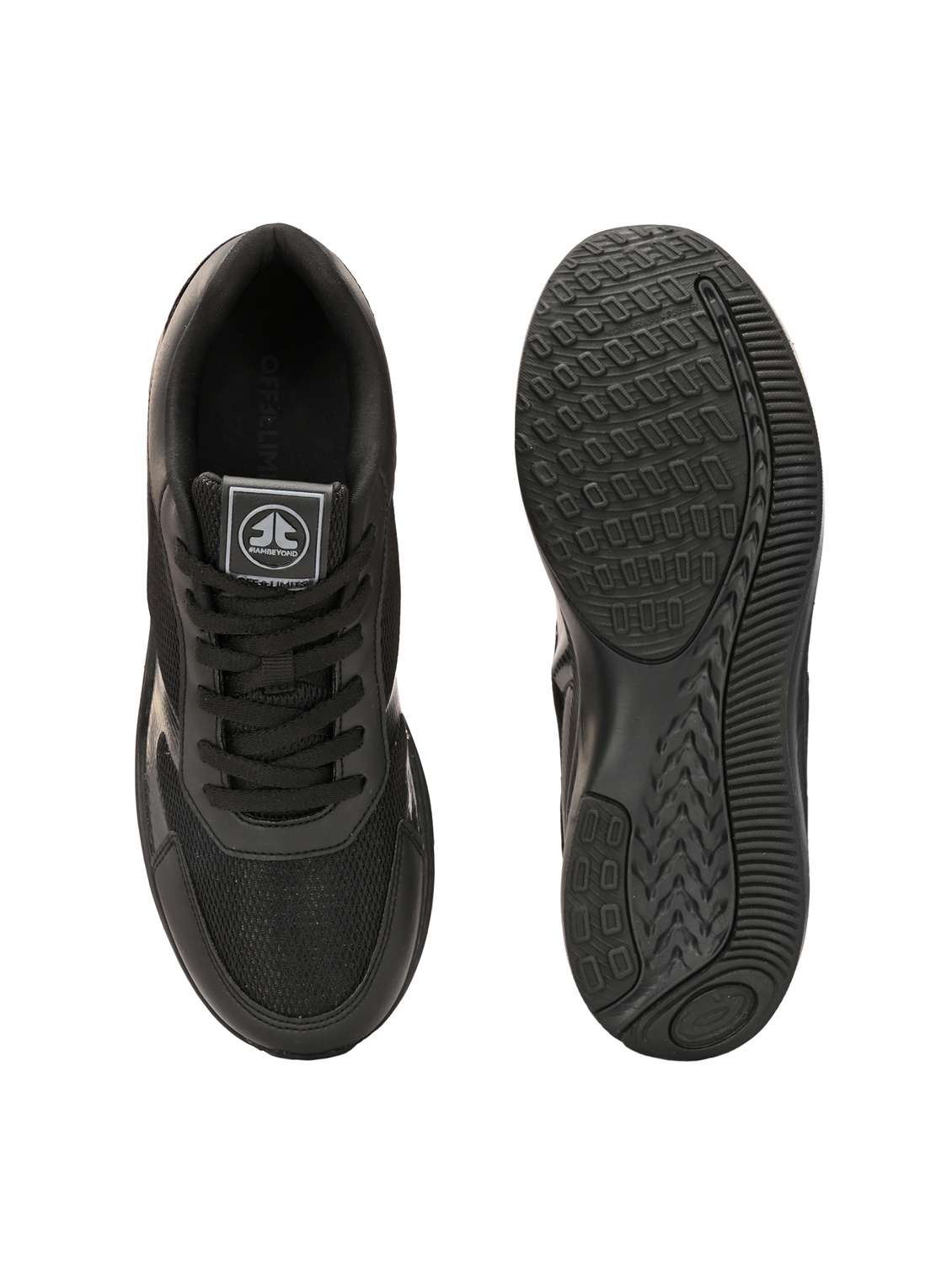 black synthetic & mesh laceup sports shoes - 22020369 -  Standard Image - 4