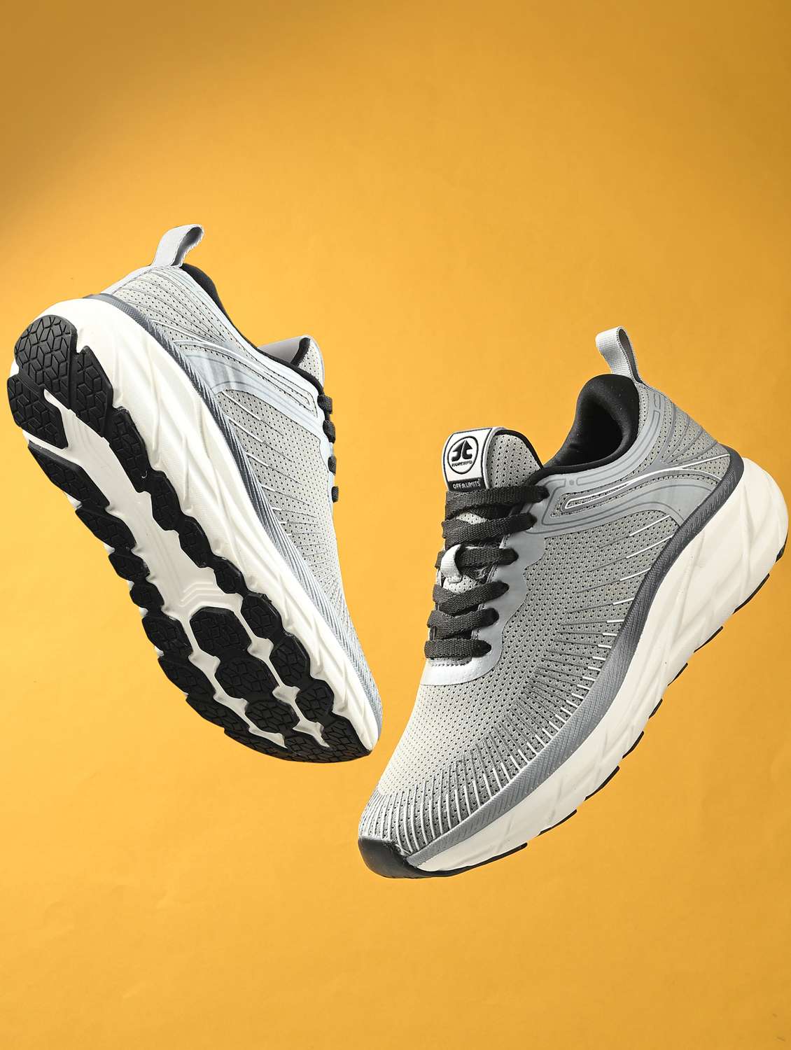 women grey lace-up sports shoe