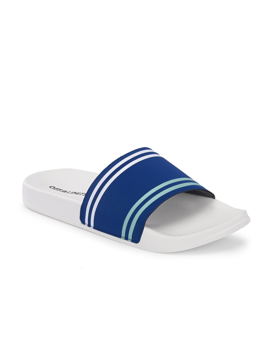 men striped open toe slider - 22020440 - Standard Image - 1