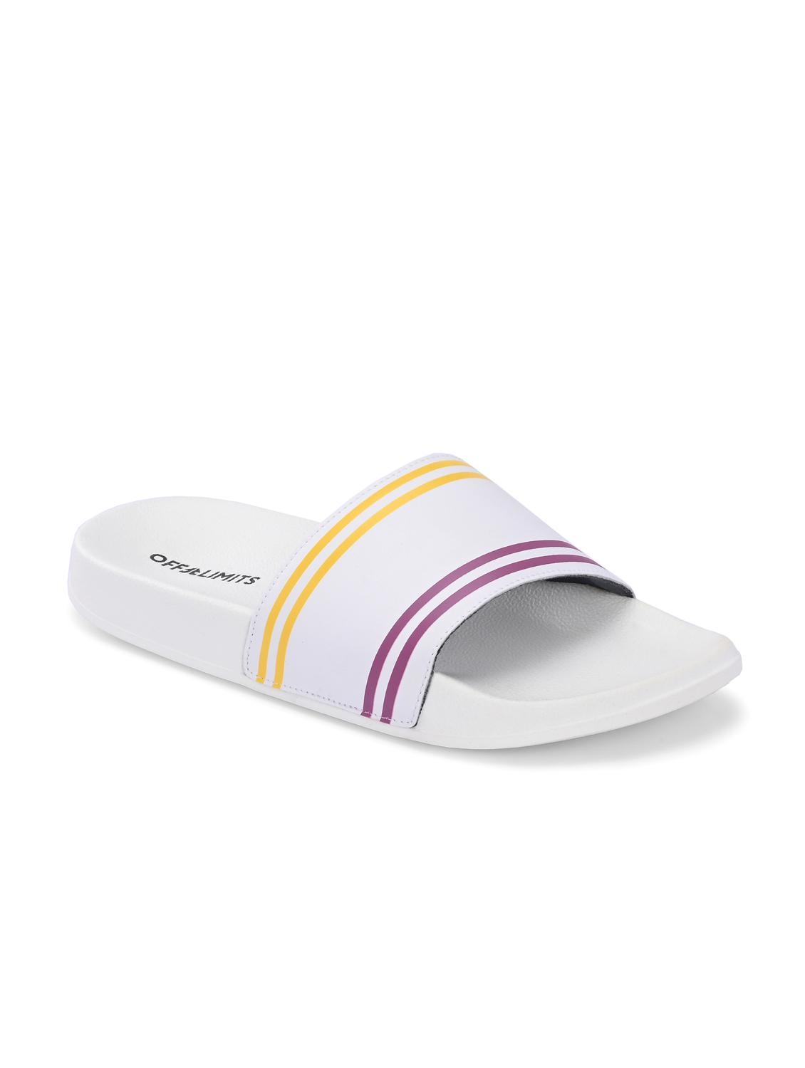men striped open toe slider - 22020442 - Standard Image - 1