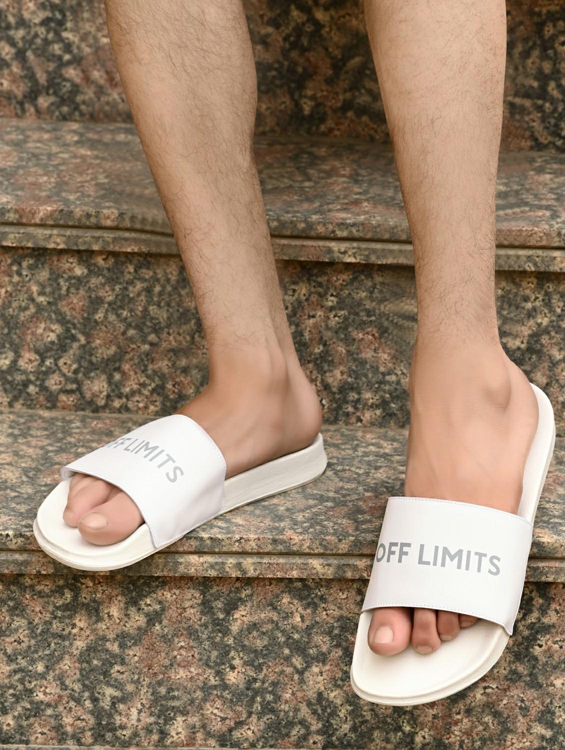 men typographic open toe slider - 22020446 - Standard Image - 1