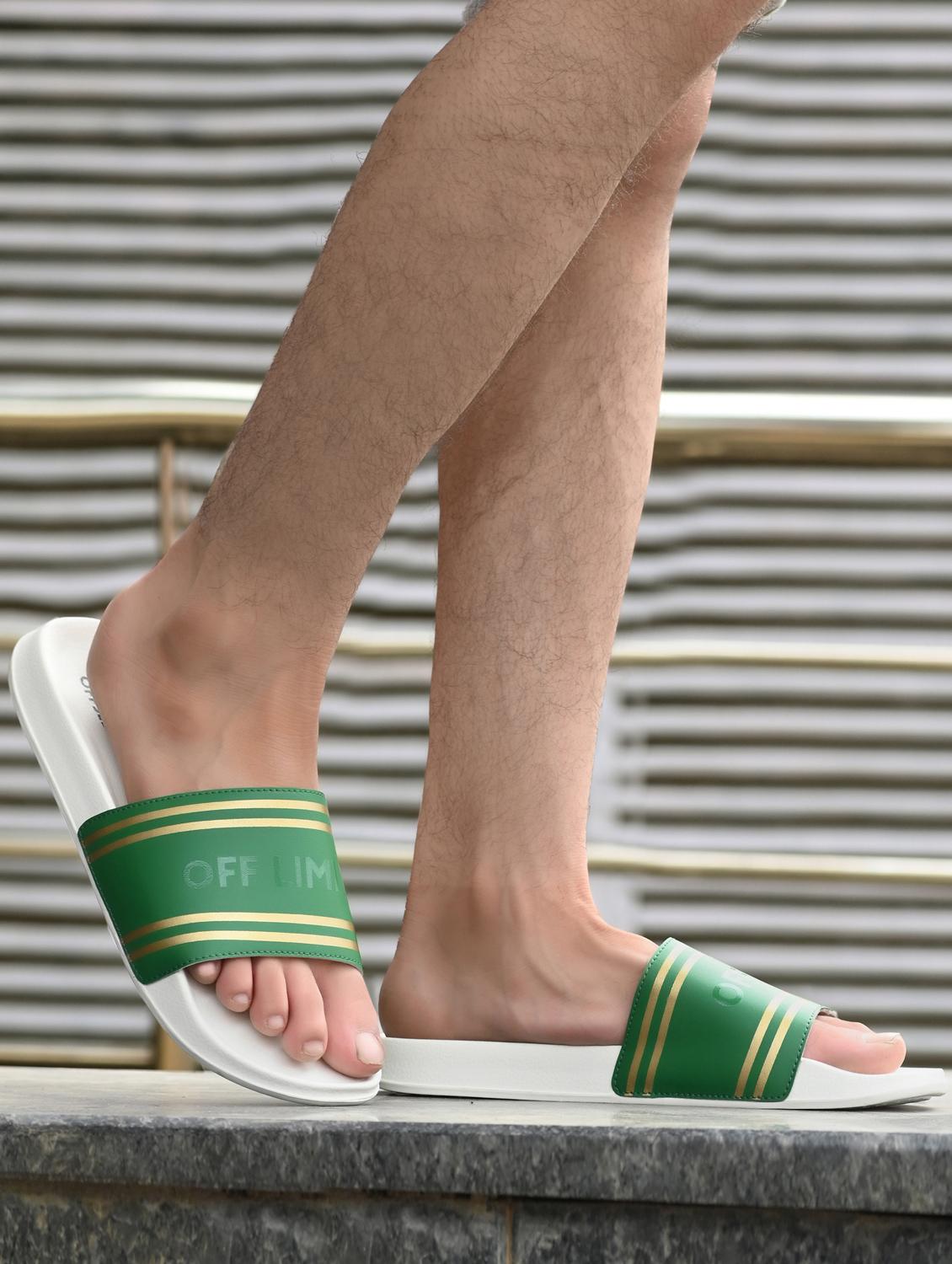 men striped open toe slider - 22020457 - Standard Image - 1