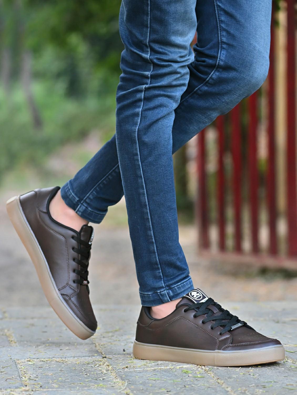 men brown lace up sneaker - 22020519 -  Standard Image - 1
