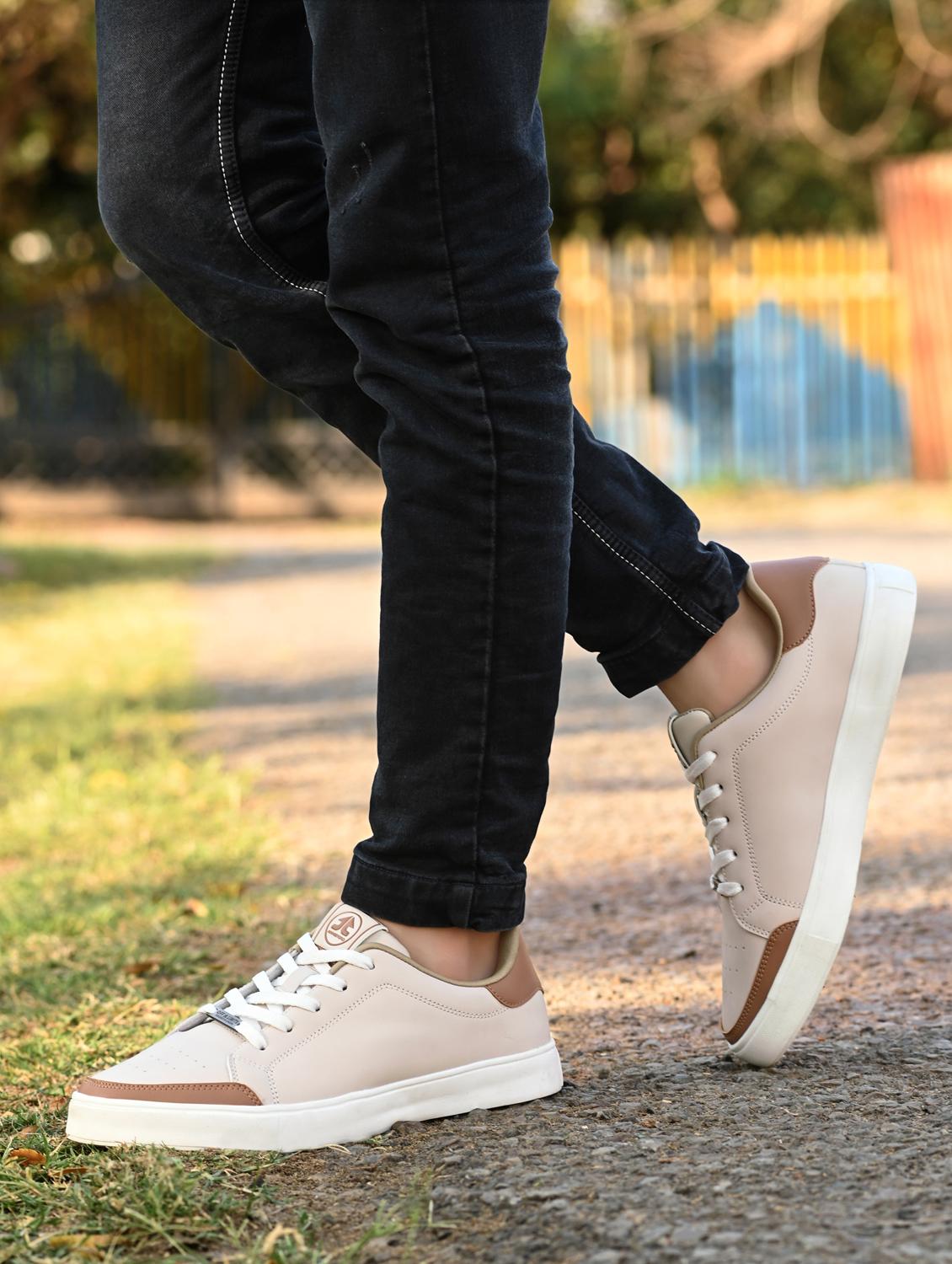 men cream lace up sneaker - 22020525 - Standard Image - 1